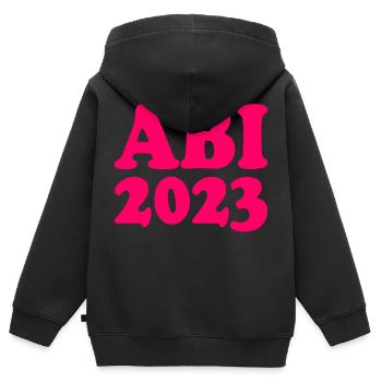 Abi 2023 - Kinder Premium Organic Zip Hoodie - Schwarz - Hinten - AI Model Kid Male (0cm)