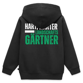 Hart Härter Landschaftsgärtner. Garten Spruch - Kinder Premium Organic Zip Hoodie - Schwarz - Hinten - AI Model Kid Male (0cm)