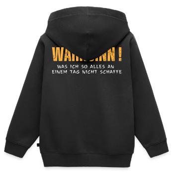 Wahnsinn! Was ich alles an einem Tag nicht schaffe - Kinder Premium Organic Zip Hoodie - Schwarz - Hinten - AI Model Kid Male (0cm)