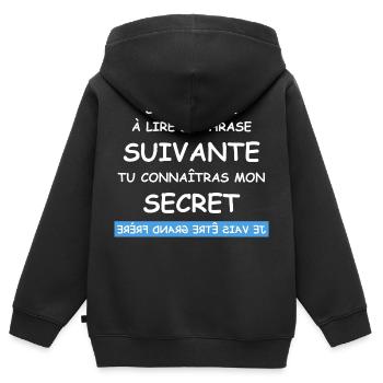 je vais être grand frère - Sweat Premium à capuche zippé enfant bio - noir - Dos - AI Model Kid Male (0cm)