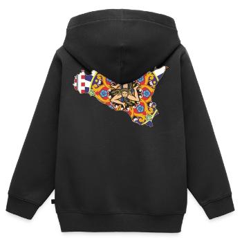 Sicile Majolica - Sweat Premium à capuche zippé enfant bio - noir - Dos - AI Model Kid Male (0cm)
