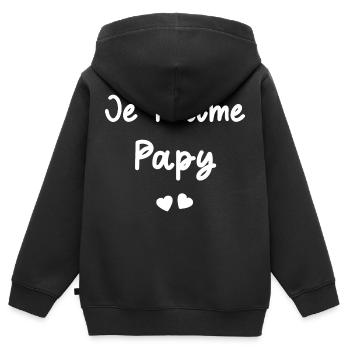 je t'aime Papy - Sweat Premium à capuche zippé enfant bio - noir - Dos - AI Model Kid Male (0cm)
