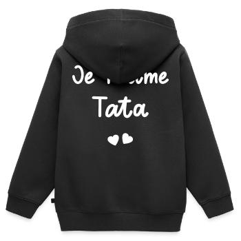 je t'aime Tata - Sweat Premium à capuche zippé enfant bio - noir - Dos - AI Model Kid Male (0cm)