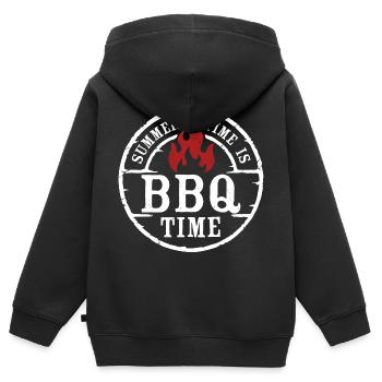 Sommerzeit ist Grillzeit - Kinder Premium Organic Zip Hoodie - Schwarz - Hinten - AI Model Kid Male (0cm)