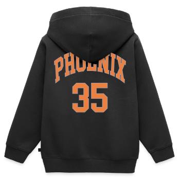 Phoenix 35 - Kinder Premium Organic Zip Hoodie - Schwarz - Hinten - AI Model Kid Male (0cm)