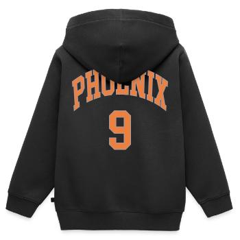 Phoenix 9 - Kinder Premium Organic Zip Hoodie - Schwarz - Hinten - AI Model Kid Male (0cm)