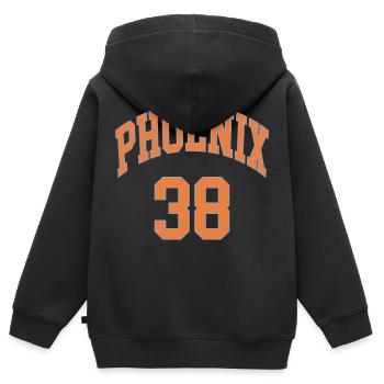 Phoenix 38 - Kinder Premium Organic Zip Hoodie - Schwarz - Hinten - AI Model Kid Male (0cm)