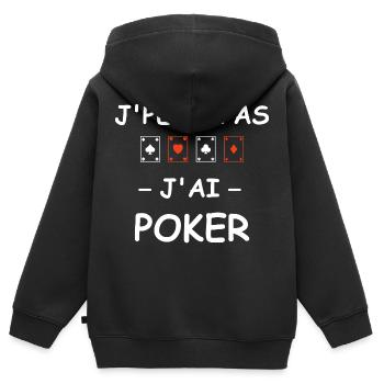 poker - Sweat Premium à capuche zippé enfant bio - noir - Dos - AI Model Kid Male (0cm)
