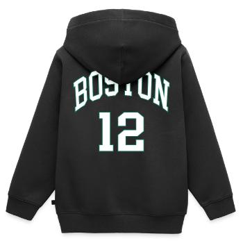 Boston 12 - Kinder Premium Organic Zip Hoodie - Schwarz - Hinten - AI Model Kid Male (0cm)