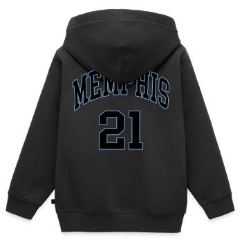 Memphis 21 - Kinder Premium Organic Zip Hoodie - Schwarz - Hinten - AI Model Kid Male (0cm)