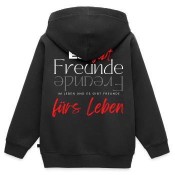Beste Freunde FREUND Kumpel Kumpels - Kinder Premium Organic Zip Hoodie - Schwarz - Hinten - AI Model Kid Male (0cm)