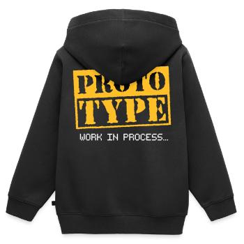 Prototype - Work in process - Kinder Premium Organic Zip Hoodie - Schwarz - Hinten - AI Model Kid Male (0cm)