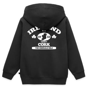 Cork, Irland. Klassisches irisches Design - Kinder Premium Organic Zip Hoodie - Schwarz - Hinten - AI Model Kid Male (0cm)