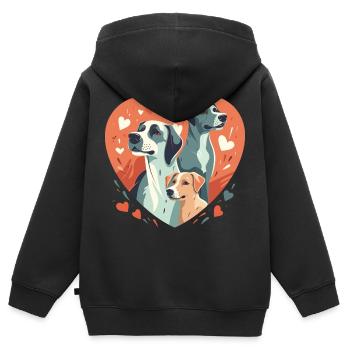Liebe zu Hunden - Kinder Premium Organic Zip Hoodie - Schwarz - Hinten - AI Model Kid Male (0cm)