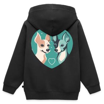 Liebe zu Hunden - Kinder Premium Organic Zip Hoodie - Schwarz - Hinten - AI Model Kid Male (0cm)