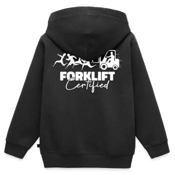 Gabelstapler zertifiziert - LKW-Fahrer - Kinder Premium Organic Zip Hoodie - Schwarz - Hinten - AI Model Kid Male (0cm)