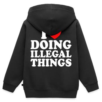J'adore J'aime Faire Des Choses Illégales - Sweat Premium à capuche zippé enfant bio - noir - Dos - AI Model Kid Male (0cm)