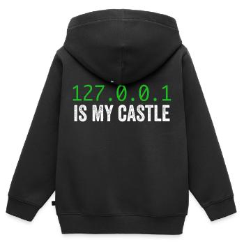 My 127.0.0.0.1 Is My Castle - Sweat Premium à capuche zippé enfant bio - noir - Dos - AI Model Kid Male (0cm)