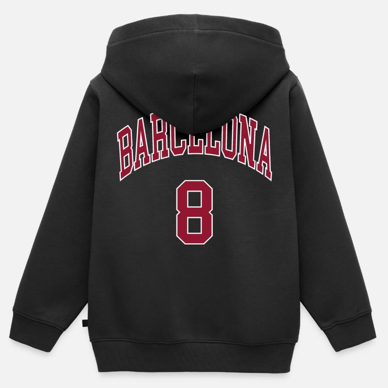 Barcellona 8 - Felpa Premium con cappuccio con zip bambino bio - nero