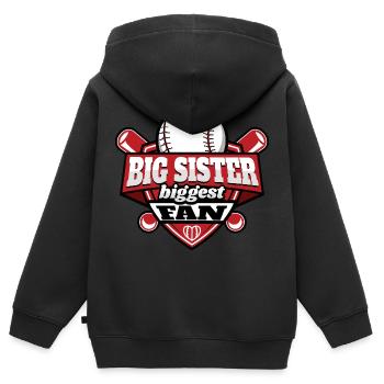 Big Sister Biggest Baseball Fan - Kids Premium Organic Zip-up Hoodie - black - Back - AI Model Kid Male (0cm)