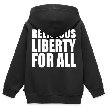 religious liberty for all - Kids Premium Organic Zip-up Hoodie - black - Back - AI Model Kid Male (0cm)