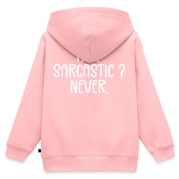 Ich? Sarkastisch? Nie. - Kinder Premium Organic Zip Hoodie - Rosa - Hinten - AI Model Kid Female (0cm)