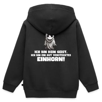 Lustiges Einhorn Halloween Design - Kinder Premium Organic Zip Hoodie - Schwarz - Hinten - AI Model Kid Male (0cm)