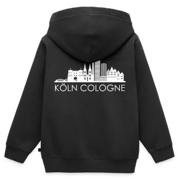 Ville de Cologne Cathédrale de Cologne Horizon de la ville de Cologne - Sweat Premium à capuche zippé enfant bio - noir - Dos - AI Model Kid Male (0cm)