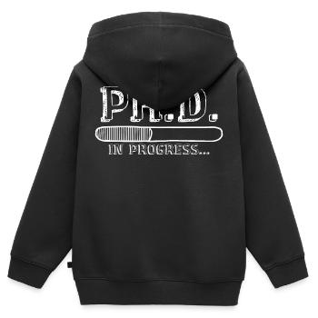 Ph.D. in Bearbeitung, PhD Doktorat Graduiertengrad - Kinder Premium Organic Zip Hoodie - Schwarz - Hinten - AI Model Kid Male (0cm)