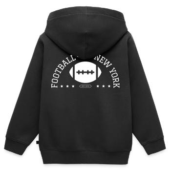 Football NY - white print - Kids Premium Organic Zip-up Hoodie - black - Back - AI Model Kid Male (0cm)