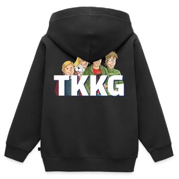 TKKG Logo Mit Der Bande - Kinder Premium Organic Zip Hoodie - Schwarz - Hinten - AI Model Kid Male (0cm)