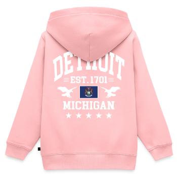 Detroit - Sweat Premium à capuche zippé enfant bio - rose - Dos - AI Model Kid Female (0cm)