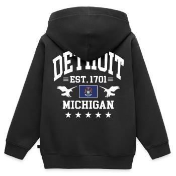 Detroit - Kinder Premium Organic Zip Hoodie - Schwarz - Hinten - AI Model Kid Male (0cm)