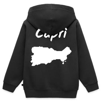 Capri Italie Île Méditerranée Idée de vacances - Sweat Premium à capuche zippé enfant bio - noir - Dos - AI Model Kid Male (0cm)
