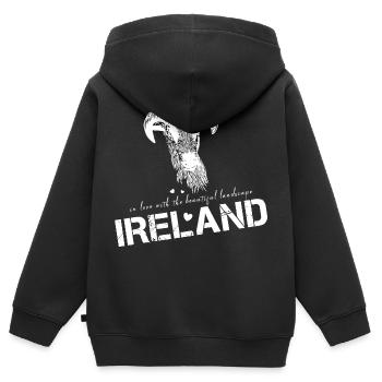 Irlande Irlande moutons - Sweat Premium à capuche zippé enfant bio - noir - Dos - AI Model Kid Male (0cm)