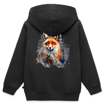 Red fox, snow - Kids Premium Organic Zip-up Hoodie - black - Back - AI Model Kid Male (0cm)