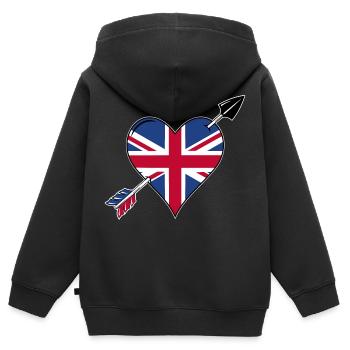USA Britische Flagge Flagge Herz Liebe - Kinder Premium Organic Zip Hoodie - Schwarz - Hinten - AI Model Kid Male (0cm)