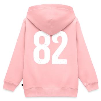 82 Zahlen Weiß - Kinder Premium Organic Zip Hoodie - Rosa - Hinten - AI Model Kid Female (0cm)