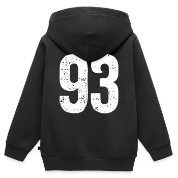 93 Zahlen Weiß - Kinder Premium Organic Zip Hoodie - Schwarz - Hinten - AI Model Kid Male (0cm)