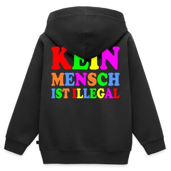 Kein mensch ist illegal - Kinder Premium Organic Zip Hoodie - Schwarz - Hinten - AI Model Kid Male (0cm)