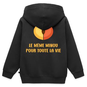 EVG Le Même Minou pour toute la vie - Sweat Premium à capuche zippé enfant bio - noir - Dos - AI Model Kid Male (0cm)