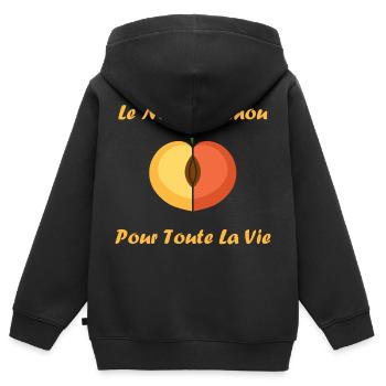 EVG Le Même Minou pour toute la vie - Sweat Premium à capuche zippé enfant bio - noir - Dos - AI Model Kid Male (0cm)