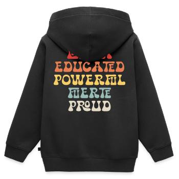Latina Educated Powerful Fuerte Proud Feminist - Sweat Premium à capuche zippé enfant bio - noir - Dos - AI Model Kid Male (0cm)