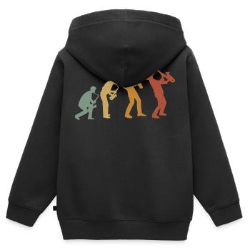 SAXOPHON, SAXOPHONIST RETRO ABSTRAKTES HEMD MIT V-AUSSCHNITT - Kinder Premium Organic Zip Hoodie - Schwarz - Hinten - AI Model Kid Male (0cm)