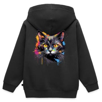 schwarze Katze - Kinder Premium Organic Zip Hoodie - Schwarz - Hinten - AI Model Kid Male (0cm)