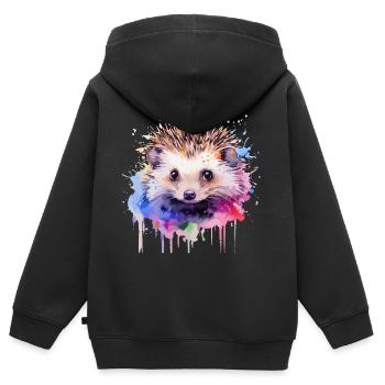 Igel, niedlicher Igel - Kinder Premium Organic Zip Hoodie - Schwarz - Hinten - AI Model Kid Male (0cm)