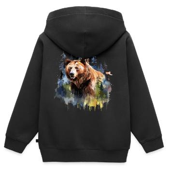 Grizzlybär, Braunbär - Kinder Premium Organic Zip Hoodie - Schwarz - Hinten - AI Model Kid Male (0cm)