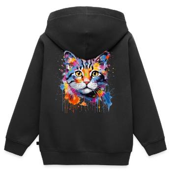 Chat mignon - Sweat Premium à capuche zippé enfant bio - noir - Dos - AI Model Kid Male (0cm)