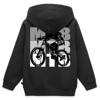 MTB Bike - Kinder Premium Organic Zip Hoodie - Schwarz - Hinten - AI Model Kid Male (0cm)