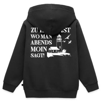 Zu Hause ist wo man Abends Moin Sagt - Kinder Premium Organic Zip Hoodie - Schwarz - Hinten - AI Model Kid Male (0cm)